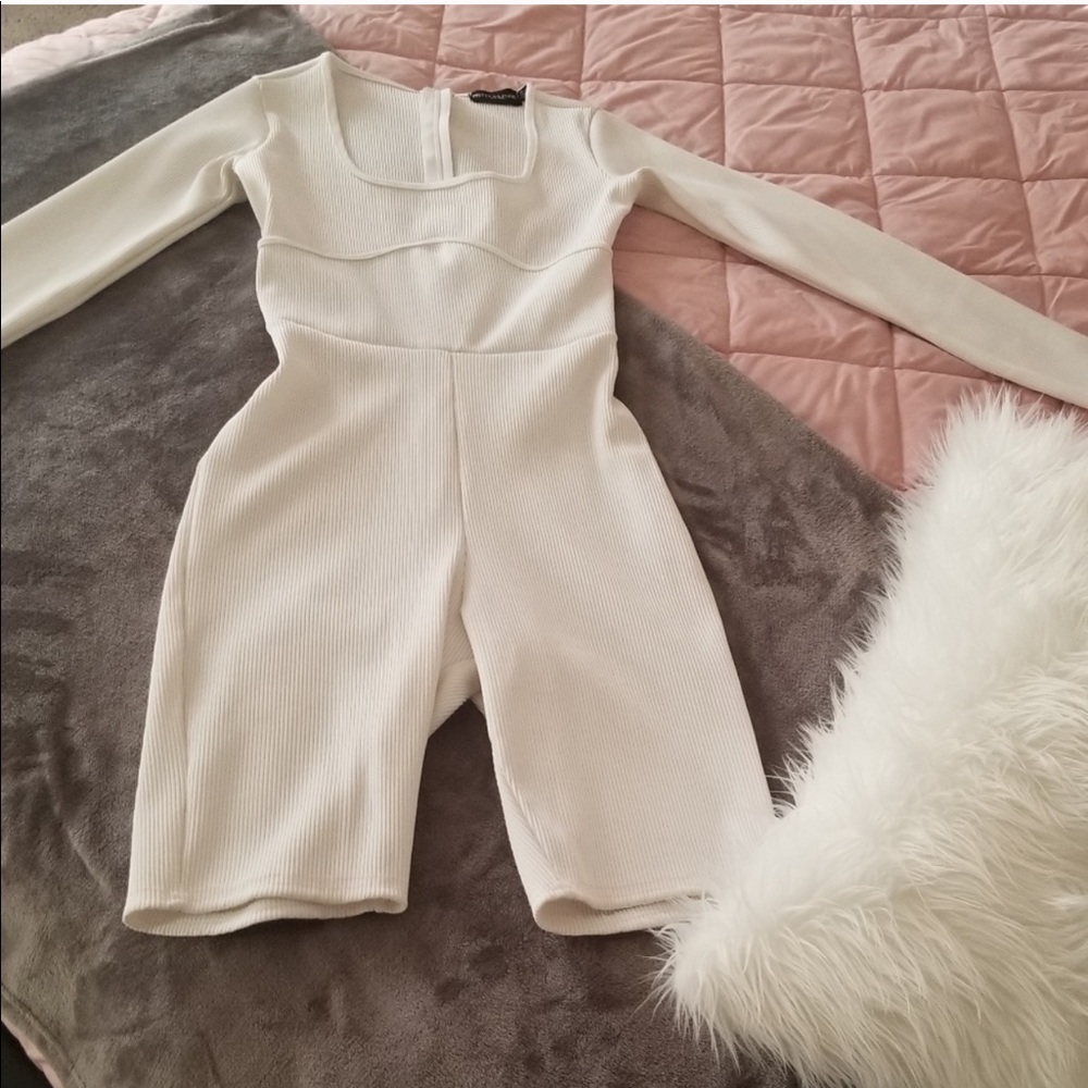 PrettyLittleThing white jumpsuit